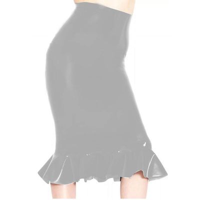 Fetish Queen 16 Colors Women Fishtail Pencil Skirt Metallic Midi Pleated Skirt (Silver,XXL)