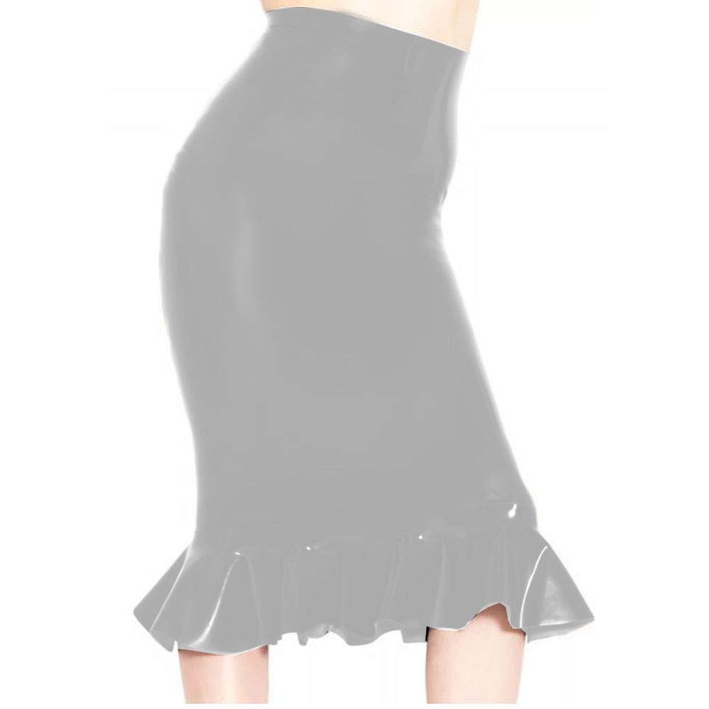 Fetish Queen 16 Colors Women Fishtail Pencil Skirt Metallic Midi Pleated Skirt (Silver,XXL)