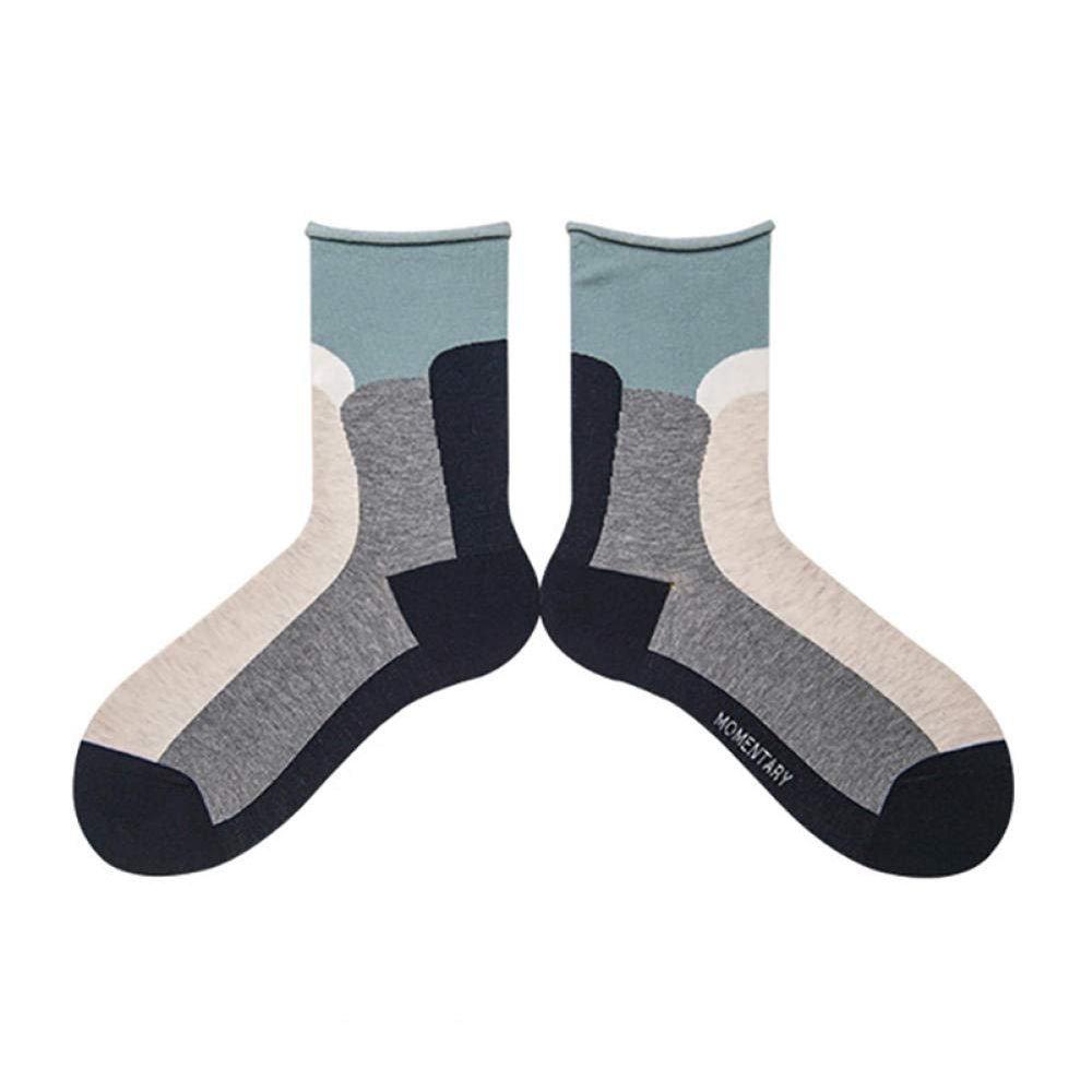 Rolled Socks Mid Tube Socks Contrast Color Loose Socks Casual Men And Women Socks-Cyan Magnetic_One Size