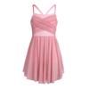 Kaerm Kids Girls Spaghetti Chiffon Crisscross Camisole Leotard Dance Dess Empire Waist Ballet Lyrical Gymnastics Overlay Pearl Pink 6 view 1