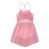 Kaerm Kids Girls Spaghetti Chiffon Crisscross Camisole Leotard Dance Dess Empire Waist Ballet Lyrical Gymnastics Overlay Pearl Pink 6 view 3