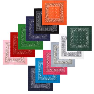 COUVER Cotton Bandana Head Wrap Face Mask, 12 Assorted Colors
