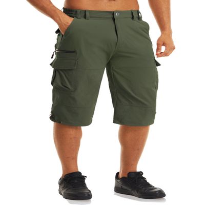 MAGCOMSEN Men's Capri Pants 3/4 Shorts: Green, Athletic, Hiking, Running, Workout, Fishing, Tactical, Casual, Green