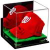 Better Display Cases Acrylic Baseball Cap Display Case with Mirror, Wall Mount, Green Risers and Turf Base (A006/V21) view 1