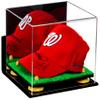 Better Display Cases Acrylic Baseball Cap Display Case with Mirror, Wall Mount, Yellow Risers and Turf Base (A006/V21) view 1