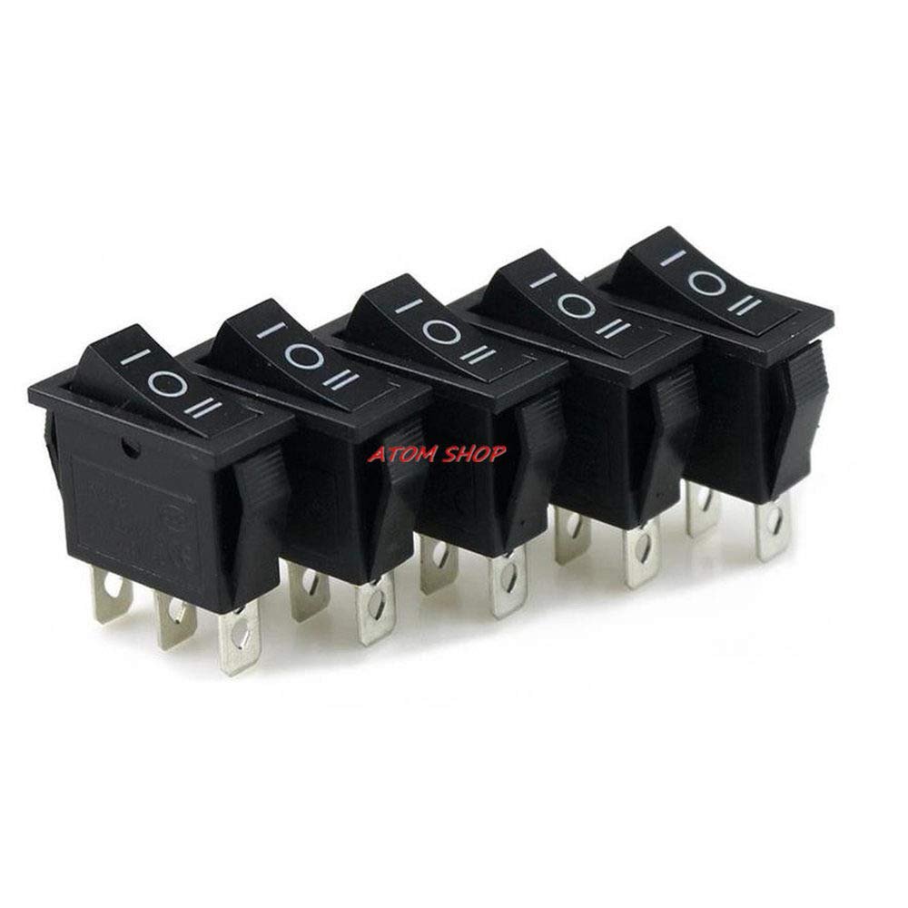 IndustrialField 5 pcs KCD3 ON-OFF-ON black 3Position Boat Rocker Switch black x AC 15A 250V /20A 125V 3 Pin SPDT