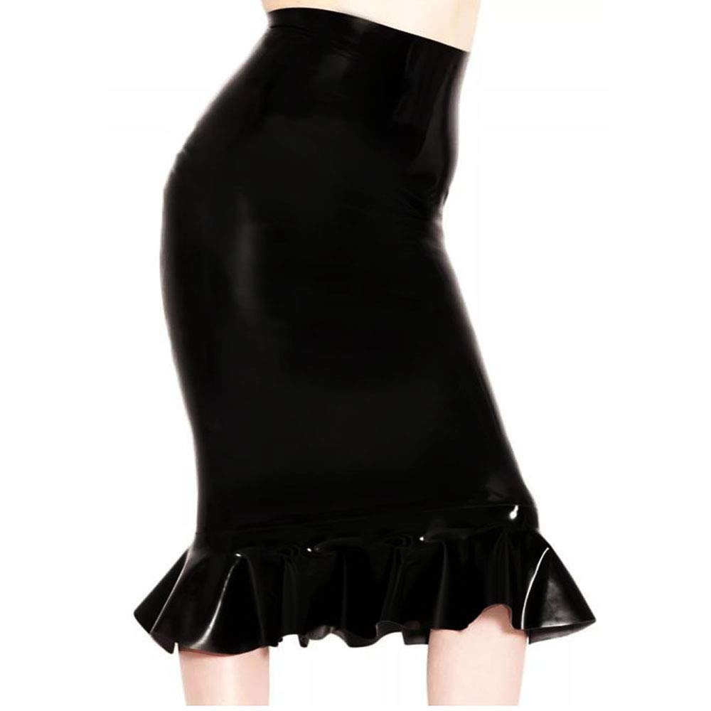 Fetish Queen 16 Colors Women Fishtail Pencil Skirt Metallic Midi Pleated Skirt (Black,M)