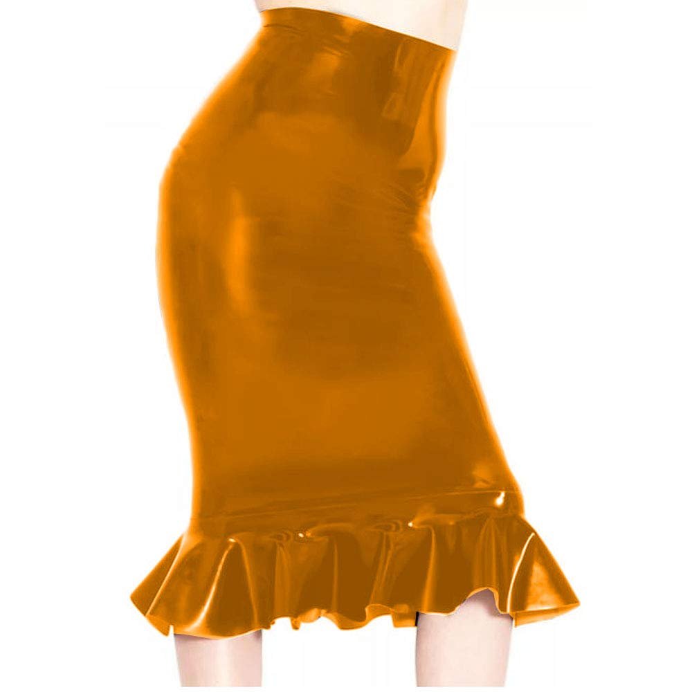 Fetish Queen 16 Colors Women Fishtail Pencil Skirt Metallic Midi Pleated Skirt (Gold,XL)
