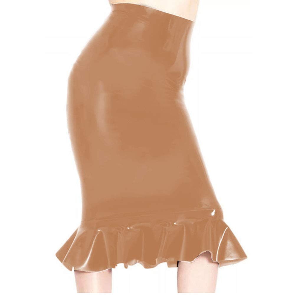 Fetish Queen 16 Colors Women Fishtail Pencil Skirt Metallic Midi Pleated Skirt (Rose Gold,M)