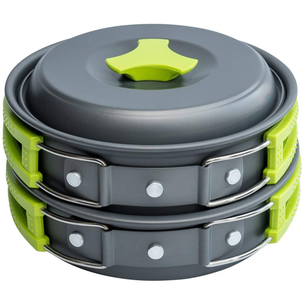 MalloMe Camping Cookware Mess Kit for Backpacking Gear Camping Cooking Set - Camping's Pots and Pans Set - Backpacking Stove/Portable Stove Compatible - Camp Kitchen Equipment Accessories 3L Pot
