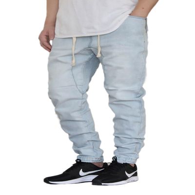 AIRNINE Men's Biker Denim Jogger Pants S-5XL (Solid_Ice, 2X-Large)