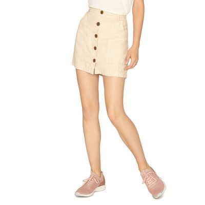 Sanctuary Womens Trail Blazer Linen Button Front Cargo Skirt Beige XXL