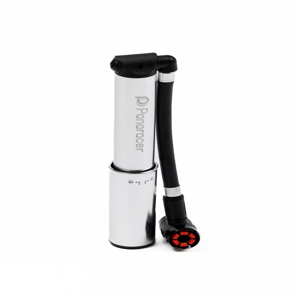 Panaracer BMP-23AEZ-S Bicycle Air Pump, One-Touch Mount, Portable Pump, High Pressure, Compatible with Rice/Buddha, Silver, Lightweight