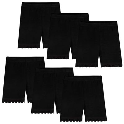 Auranso Girls Dance Shorts Solid Color Safety Bike Shorts Lace Black 7-8 Years