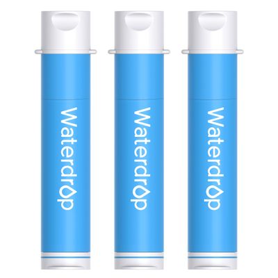 Waterdrop Water Filter Straw, Camping Water Filtration System, Water Purifier Survival Outdoor Drinking Water Purifier for Travel, Backpacking and Emergency Preparedness, 0.1 Micron (Blue), Pack of 3