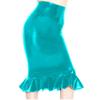Fetish Queen 16 Colors Women Fishtail Pencil Skirt Metallic Midi Pleated Skirt (Sky Blue,XXL) view 1