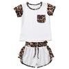 Kid Baby Girls Summer Shorts Set Leopard T-Shirt Top Drawstring Shorts 2Pcs Tracksuit Clothes Set 6M-6Y (White, 1-2Y) view 1