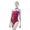 119141026 Baiwu Floral Ballet Leotards Sleeveless Mesh Fashion Dance Leotard (Dark Red, L) view 1