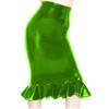 Fetish Queen 16 Colors Women Fishtail Pencil Skirt Metallic Midi Pleated Skirt (Light Green,M) view 1
