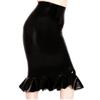 Fetish Queen 16 Colors Women Fishtail Pencil Skirt Metallic Midi Pleated Skirt (Black,5XL) view 1