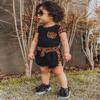 Kid Baby Girls Summer Shorts Set Leopard T-Shirt Top Drawstring Shorts 2Pcs Tracksuit Clothes Set 6M-6Y (Black, 3-4Y) view 3