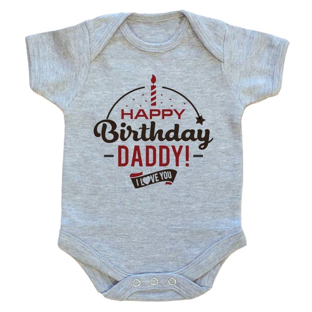 G-Amber Happy Birthday Daddy I Love You Baby Boys Girls Romper Bodysuit Infant Funny Jumpsuit Outfit(0-3M)