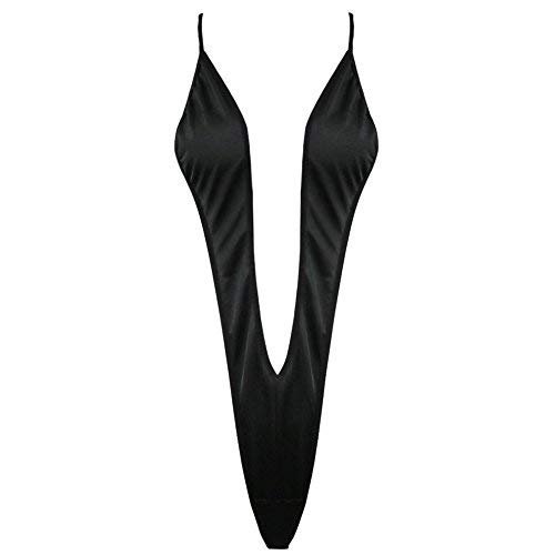 Oyolan Womens One-Piece Sling Shot G-String Thong Monokini Micro Bikini Teddy Bodysuit Swimsuit Bathing Suit Black One_Size