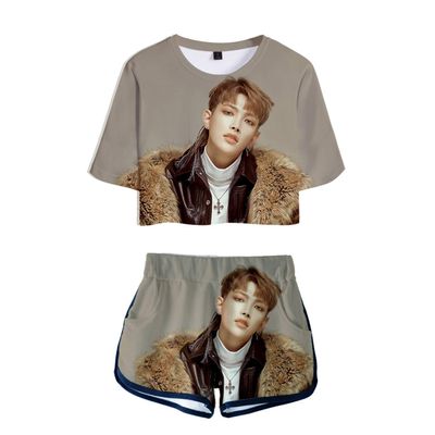 Shirts Suit Zero to One Support Yunho Mingi 3D Print T-Shirt+Shorts Set Black B
