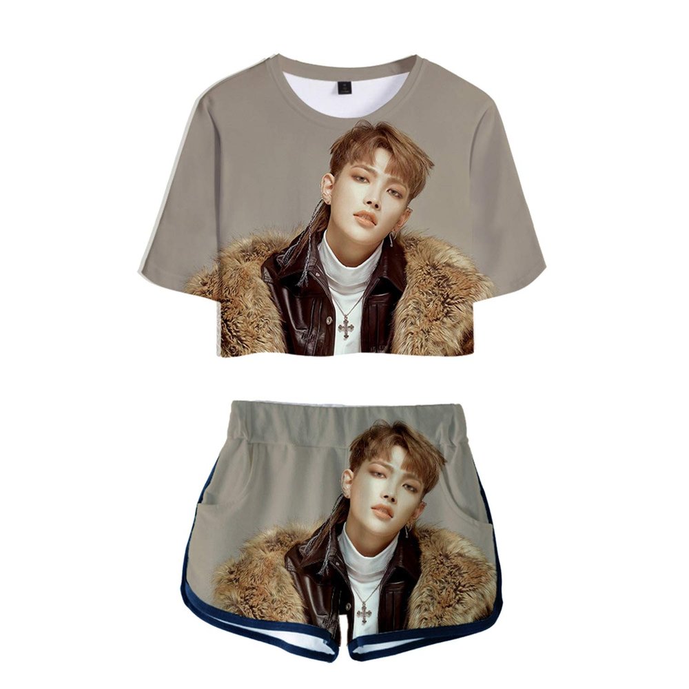 Shirts Suit Zero to One Support Yunho Mingi 3D Print T-Shirt+Shorts Set Black B