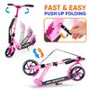 Compact Kick Scooter for Teens - Folding Stand Kick Scooters w/ Adjustable Height, Alloy Anti-Slip Deck, 8 Wheels, Mud Guard Front Wheel, For Kids, Boys/Girls 8+-Year-Old - HURTSPK (Pink) view 3