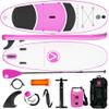 Crew Axel Inflatable Paddle Board 10336 Extra Wide & Lightweight (18lb) Paddle Board  Premium SUP Set Includes 2 Bags, Floating Paddle, Camera Mount, 3 Fins, Dual Pump, Kids Adults Pink