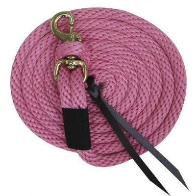 5/8" x 10' Poly Lead w/Removable Brass Snap & Leather Ends (Pink)