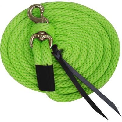 5/8" x 10' Poly Lead w/Removable Brass Snap & Leather Ends (Lime Green)