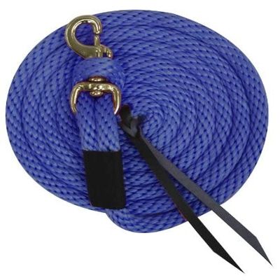 5/8" x 10' Poly Lead w/Removable Brass Snap & Leather Ends (Blue)