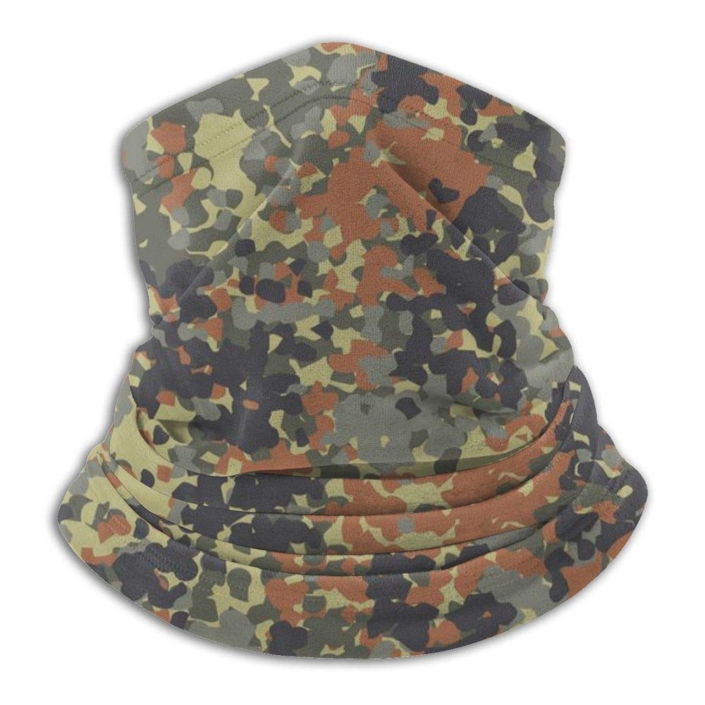 German Flecktarn Camouflage Five Abstract Unisex Winter Fleece Neck Warmer Gaiters Hairband Cold Weather Tube Face Mask Thermal Neck Scarf Outdoor UV Protection Party Cover