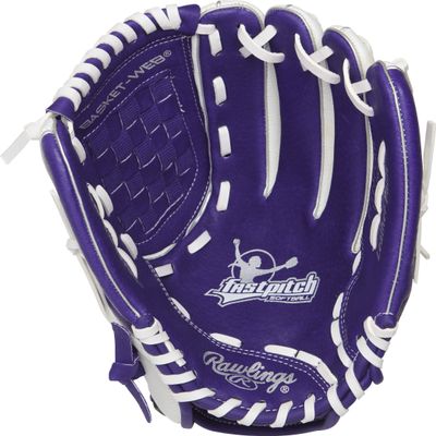 Rawlings Fastpitch Series Softball Glove, 11.5 inch, Basket Web, Right Hand Throw, Purple/White (MODFP115PURW-6/0)