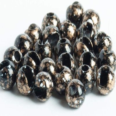 Blue Wing Olive Slotted Tungsten Beads for Fly Tying- 100 Pack (Mottled Black, 2.8 mm (7/64"))