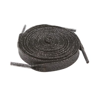 5Chaos Glitter Metallic Sparkle Shoelaces, Sparkly Shiny Shoe Laces for Women Kids Girls Men, Fun Funky Shoestring with Aglets 1Pair (55" (140CM), Metallic Black)