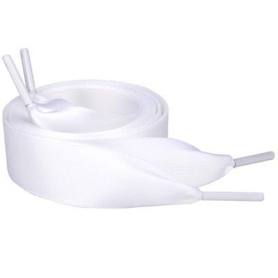 5Chaos Satin Ribbon Shoelaces, Silk Sheer White Boot Laces for Women Kids Girls Men, Funny Custom Shoestring with Aglets 1Pair (47" (120CM), Silk White)