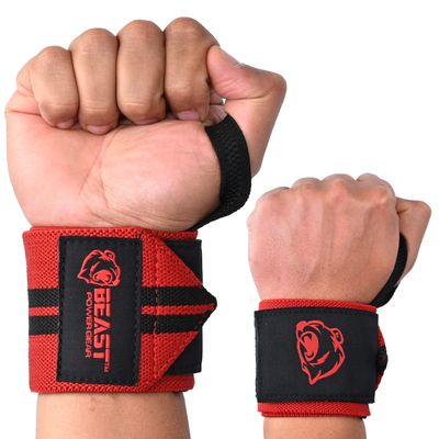 Beastpowergear Wrist Wraps |Competition Grade|18 Inch Professional Quality Provides Additional Wrist Support During Weightlifting, Powerlifting, Strength Training. (Black/Red, 18")