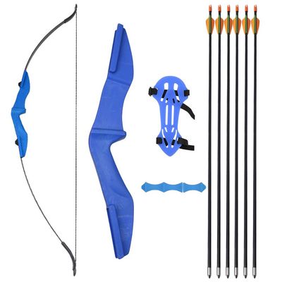 ZSHJGJR 57 Inch Takedown Recurve Bow CS Game Bow and Arrow Set 30-40lbs Straight Bow Sports Game Left Right Hand with Harmless Arrow for Shooting (Blue Set, 35lbs)