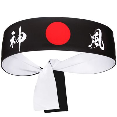 5Chaos Japanese Headband Hachimaki for Karate Cosplay Kitchen Chef, Bushido Head Wrap for Kids Boys Ninja Samurai Party Girls Women Men, Bandana Sweatband for Festival (Kamikaze)