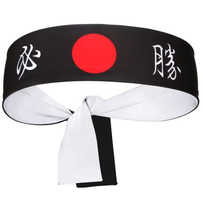 5Chaos Japanese Headband Hachimaki for Karate Cosplay Kitchen Chef, Bushido Head Wrap for Kids Boys Ninja Samurai Party Girl Women Men, Bandana Sweatband for Festival (Win)