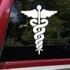 Minglewood Trading White - Caduceus Symbol Vinyl Decal - Medical Logo Medicine ER Nurse EMT - Die Cut Sticker - 16w x 20h inches view 1