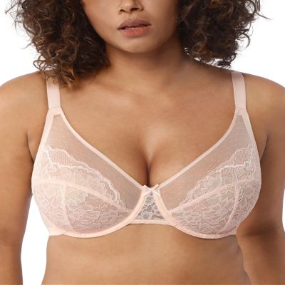 HSIA Minimizer Bras for Women Enchante Full Coverage Underwire Bras Plus Size Lifting Floral Lace Bra for Heavy Breast Dusty Peach
