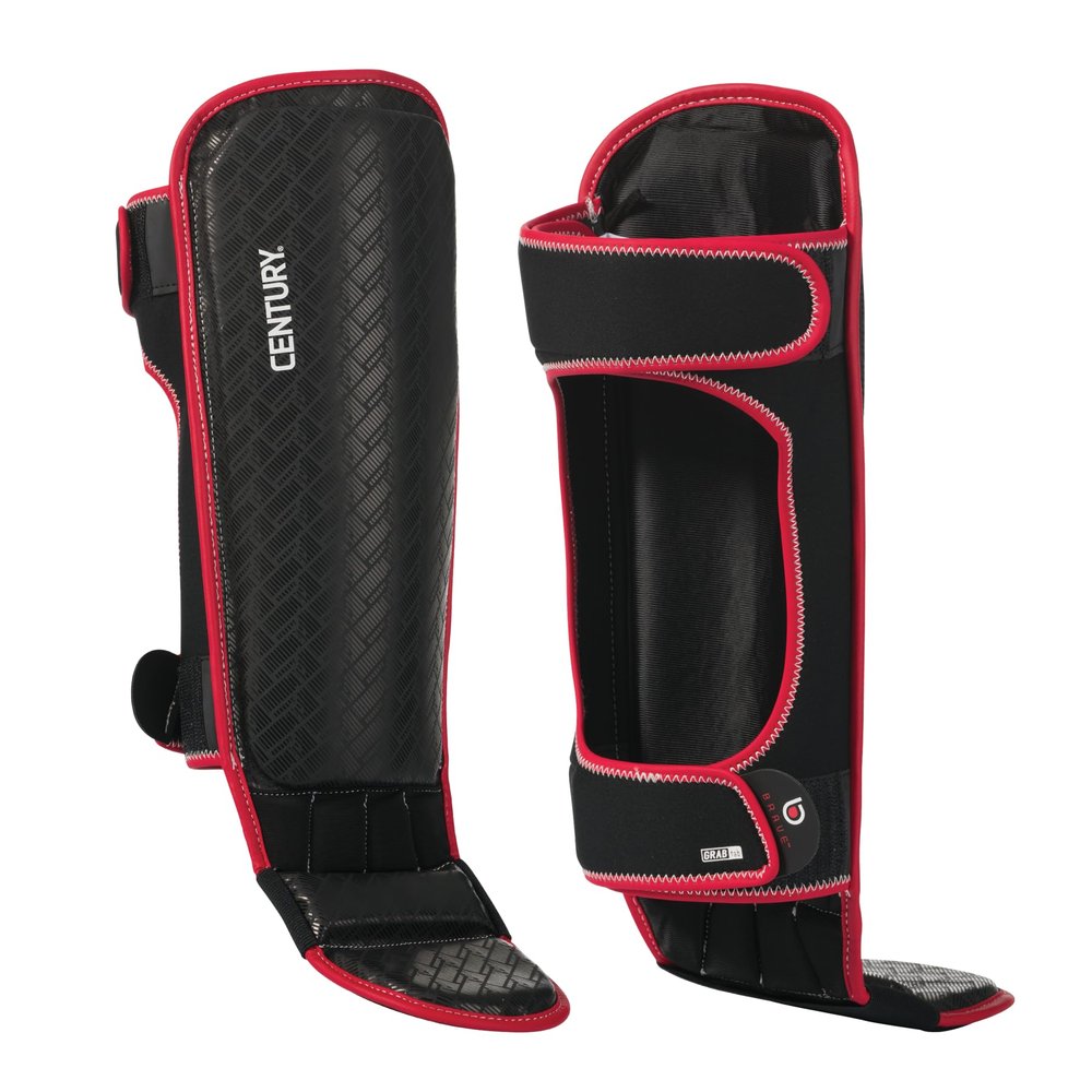 Century Brave Shin Istep Guards | Martial Arts Protective Gear Red/Black Adult L/Extra Large