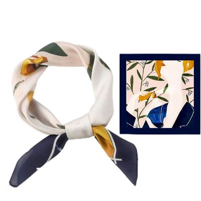 Digital Printed Scarves, 21 "Ladies Multifunctional Scarves, Dark Blue Silk Scarves-Cardamom Youth