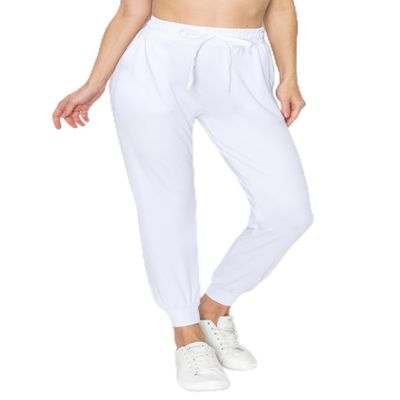 ALWAYS Super Soft, Stretchy Drawstring Women's Joggers with Pockets - Tapered Cuff Casual Joggers for Women, Ideal for Daily Wear White US S (Tag S/M)