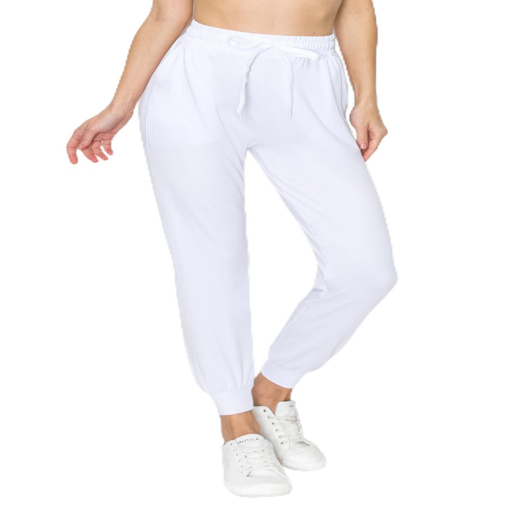 ALWAYS Super Soft, Stretchy Drawstring Women's Joggers with Pockets - Tapered Cuff Casual Joggers for Women, Ideal for Daily Wear White US S (Tag S/M)