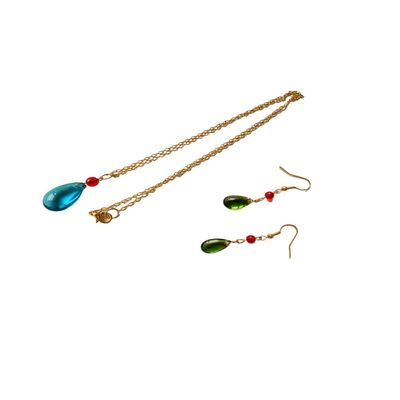 1791's Lady Anime Earrings & Necklace - Hauru no Ugoku Shiro Cosplay Props - Blue (Necklace + Earrings)